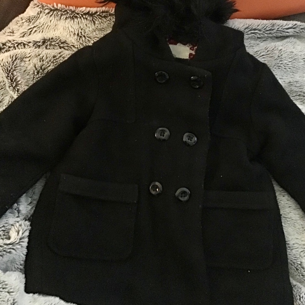 Black hooded peacoat